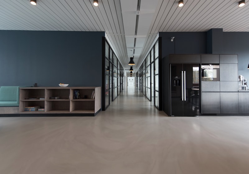 Modern open-plan office with knowledge workers at their desks